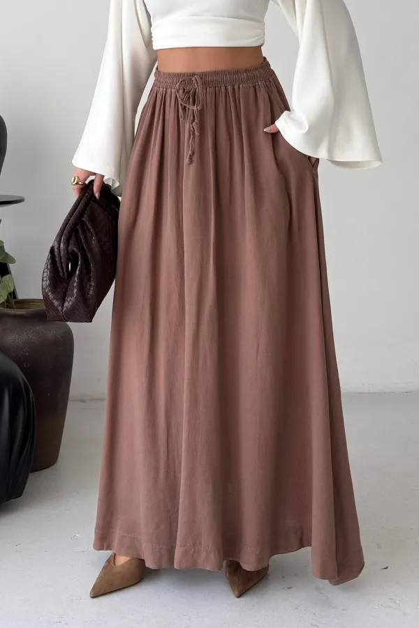 Elasticated Long Skirt HS131-72-(S-L-3) Soil