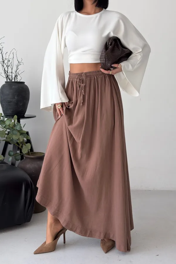 Elasticated Long Skirt HS131-72-(S-L-3) Soil