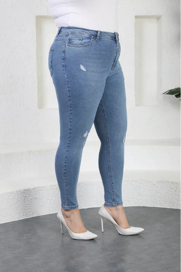 Lazer Yırtıklı Kot Pantolon 526-15-(48-54) Lazer Yırtıklı Kot Pantolon 526-15-(48-54)