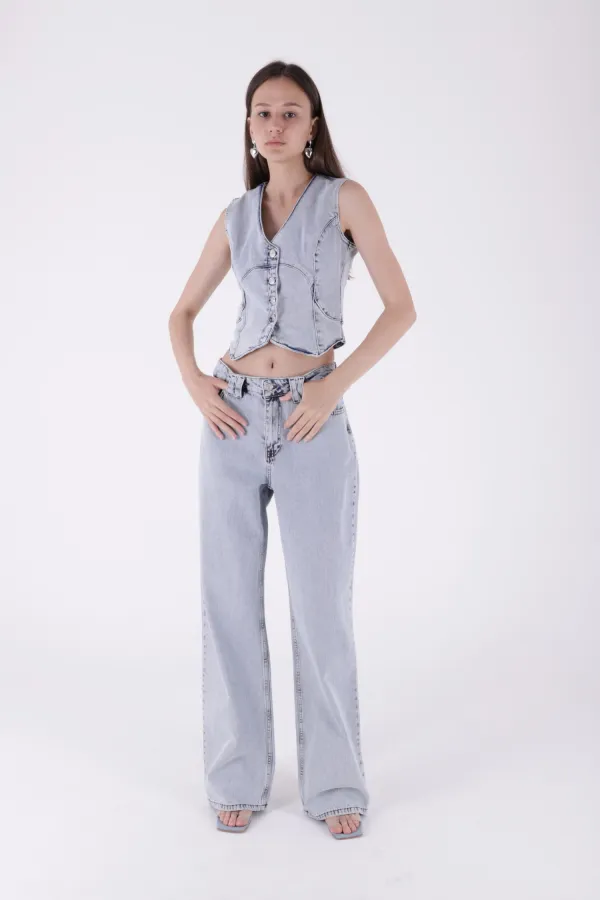 Bol Paça Baggy Relax Kot Pantolon 7031-08-(26-31) Bol Paça Baggy Relax Kot Pantolon 7031-08-(26-31)