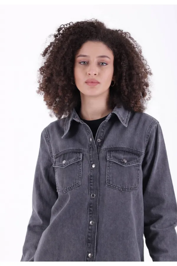 Çıtçıtlı Kot Gömlek  6013-23-(S-XL-6)