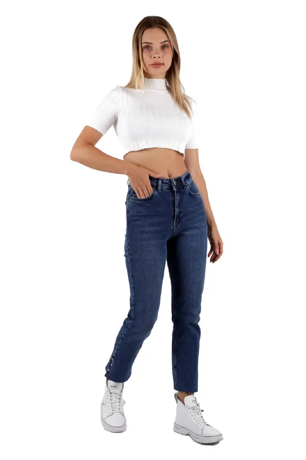 Paçasılı Mom Kot Pantolon 1794-01-(26-31) Paçasılı Mom Kot Pantolon 1794-01-(26-31)