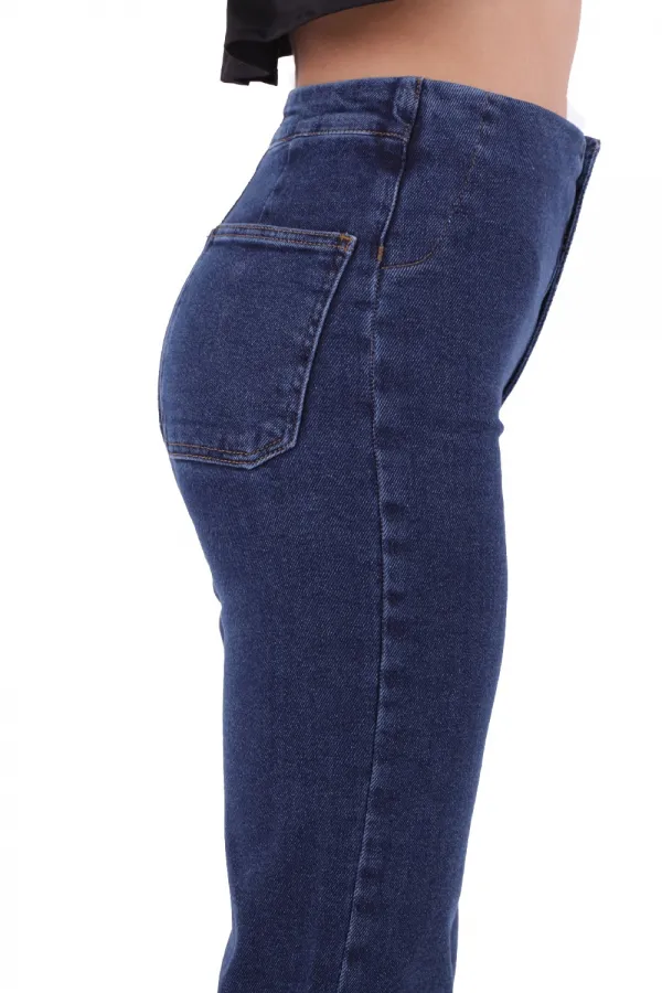 Cepsiz Pensli Bol Paça Kot Pantolon  1730-26-(26-31)