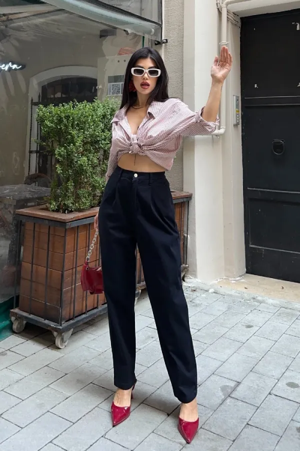 Beli Lastikli Havuç Pantolon 7083-73-(S-XL-6-2) Beli Lastikli Havuç Pantolon 7083-73-(S-XL-6-2)