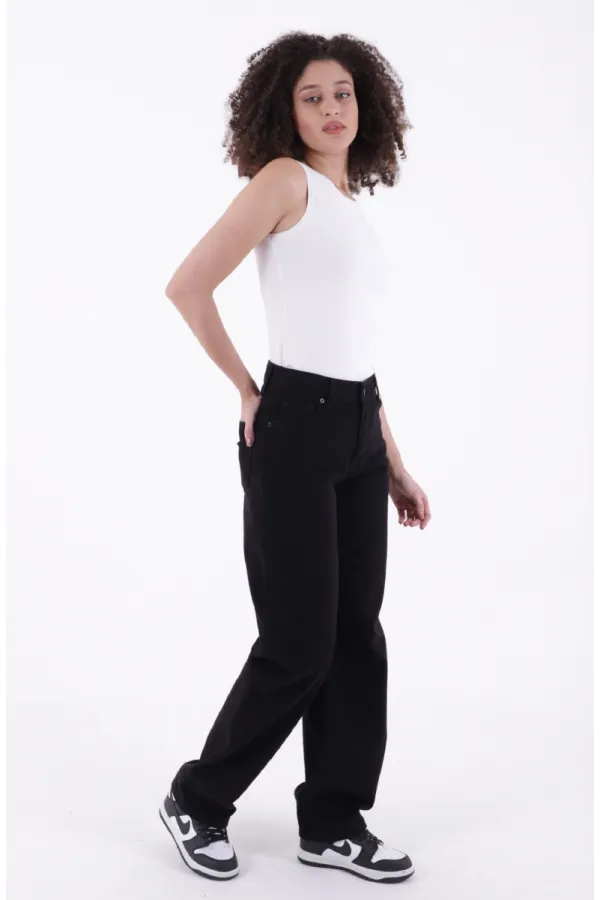 Pantalon ample en jean avec pinces 7050-07-(27-32) Pantalon ample en jean avec pinces 7050-07-(27-32)