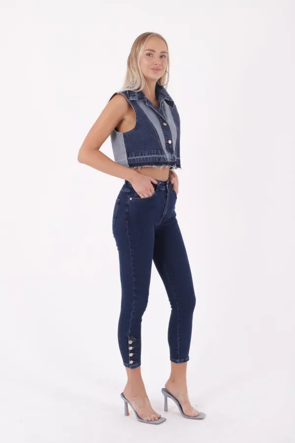Paçası Dört Düğmeli Kot Pantolon 786-26-(28-33)