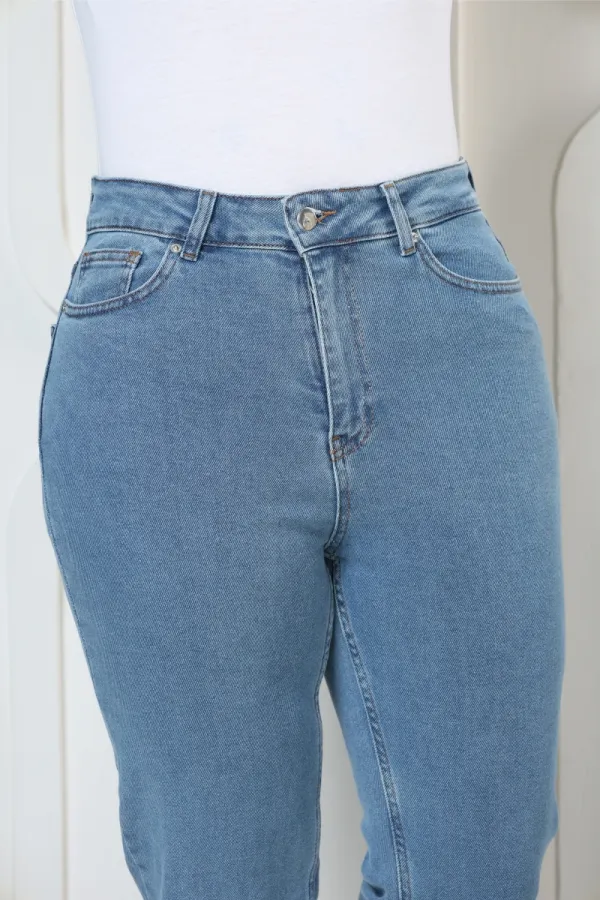 High Waisted Comfort Slim Ankle Length Jean  896-27-(32-36) Rinsed Blue