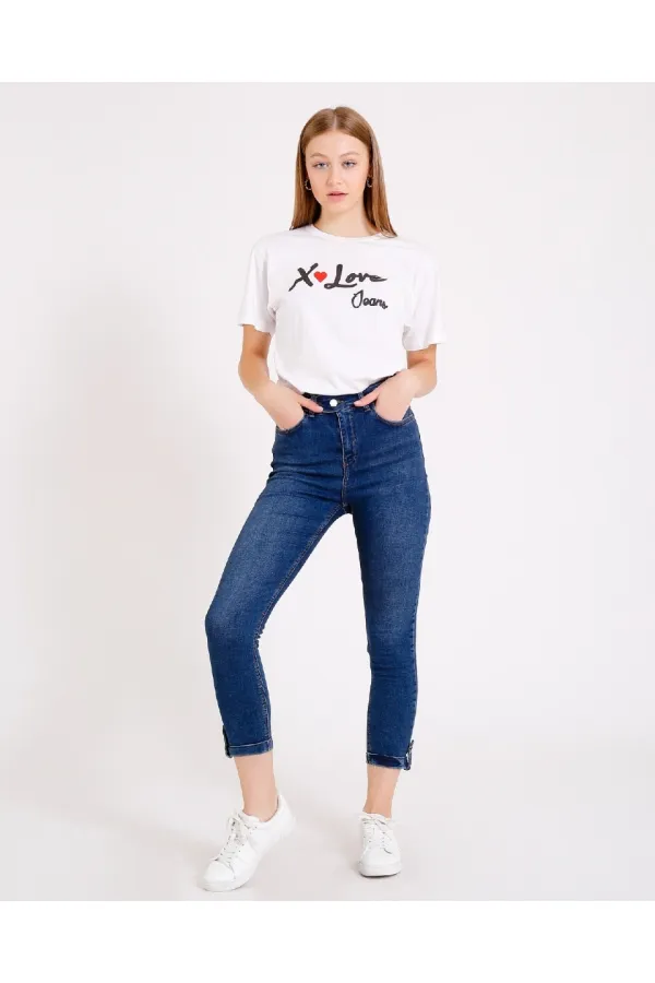 Kemerli Düğmeli Kot Pantolon 754-01-(28-33) Kemerli Düğmeli Kot Pantolon 754-01-(28-33)