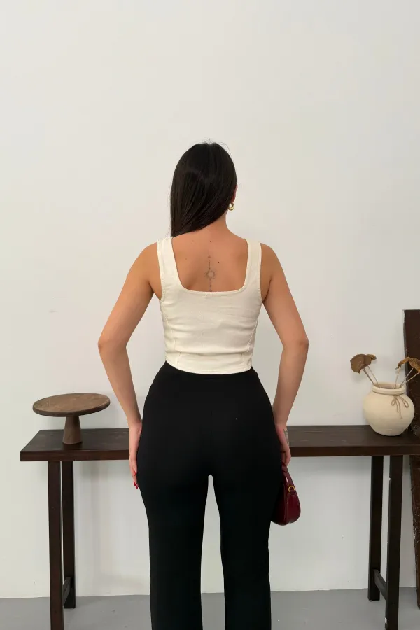 Fermuarlı Denim Büstiyer 411-80-(S-L-3)