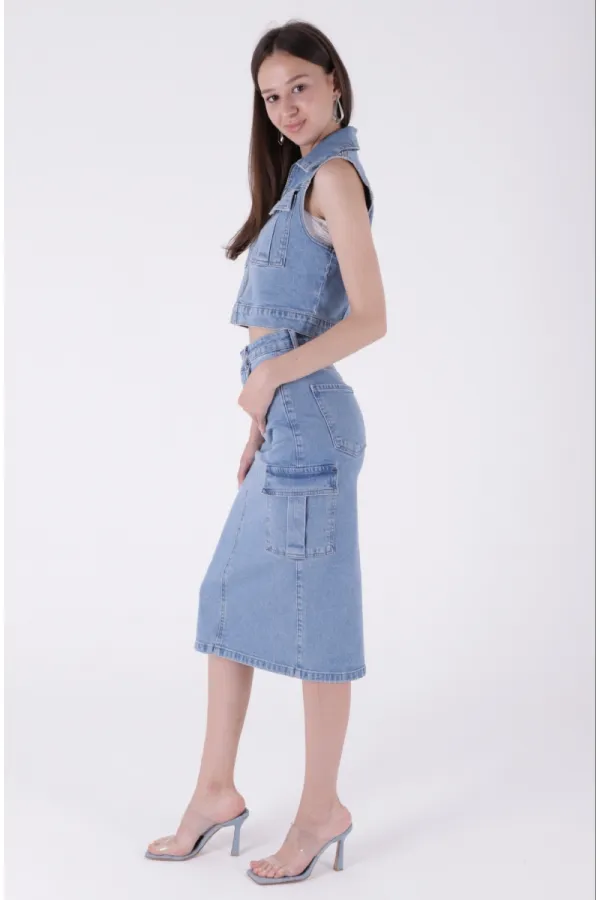 Kargo Cepli Kot Etek 1023-15-(XS-XL-5) Kargo Cepli Kot Etek 1023-15-(XS-XL-5)