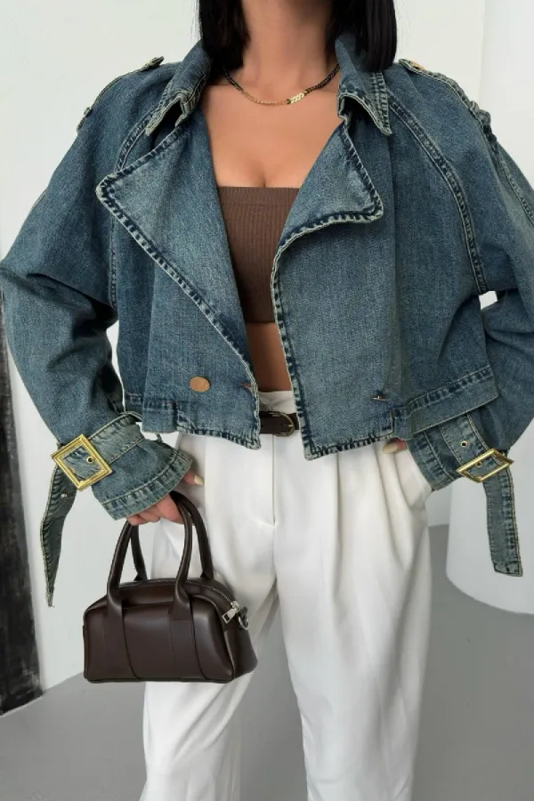 Kısa Oversize Trençkot 6078-62-(S+L+4) Kısa Oversize Trençkot 6078-62-(S+L+4)