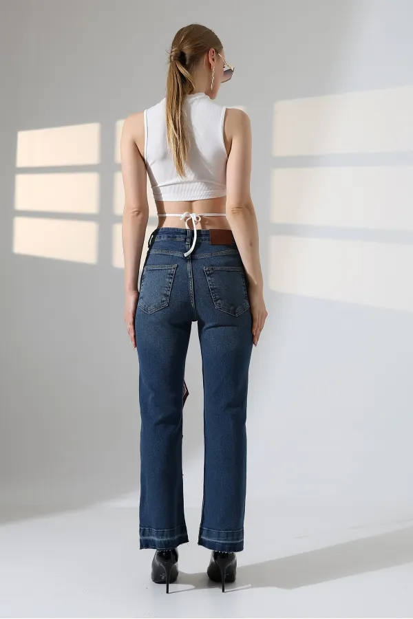 Flare Jeans 7104-01-(26-31) Dark Blue Denim