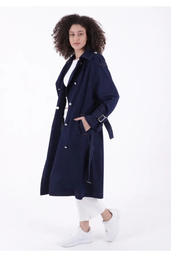 Kemerli Uzun Trençkot 6077-17-(S+L+4) Kemerli Uzun Trençkot 6077-17-(S+L+4)