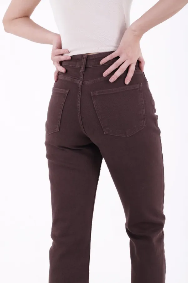 Fringe Ending High Waisted Mom Fit Jean  764-78-(26-33) Brown