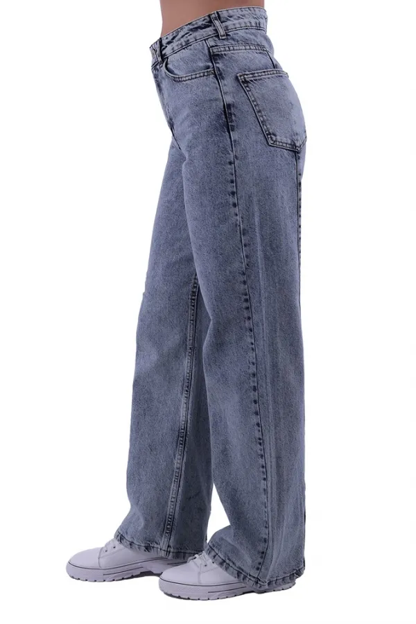 Arkası Düğme Detaylı Relax Kot Pantolon  1733-08-(27-32)