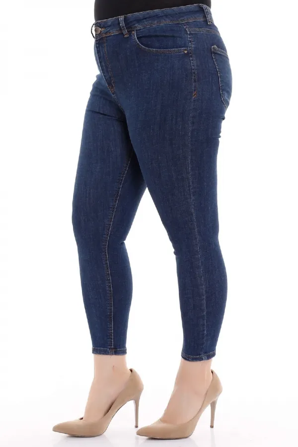 High Waisted Ankle Length Skinny Jean  815-17-(30-36) Slubbed Navy Blue