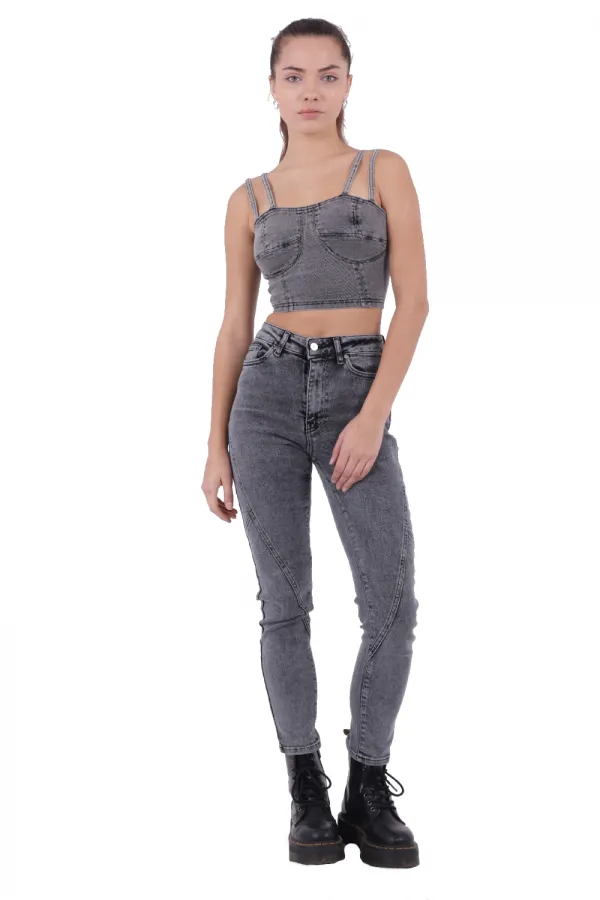 Parçalı Mom Pantolon 778-40-(28-33) Parçalı Mom Pantolon 778-40-(28-33)