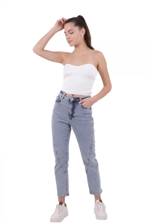 Parçalı Mom Pantolon 778-08-(28-33) Parçalı Mom Pantolon 778-08-(28-33)