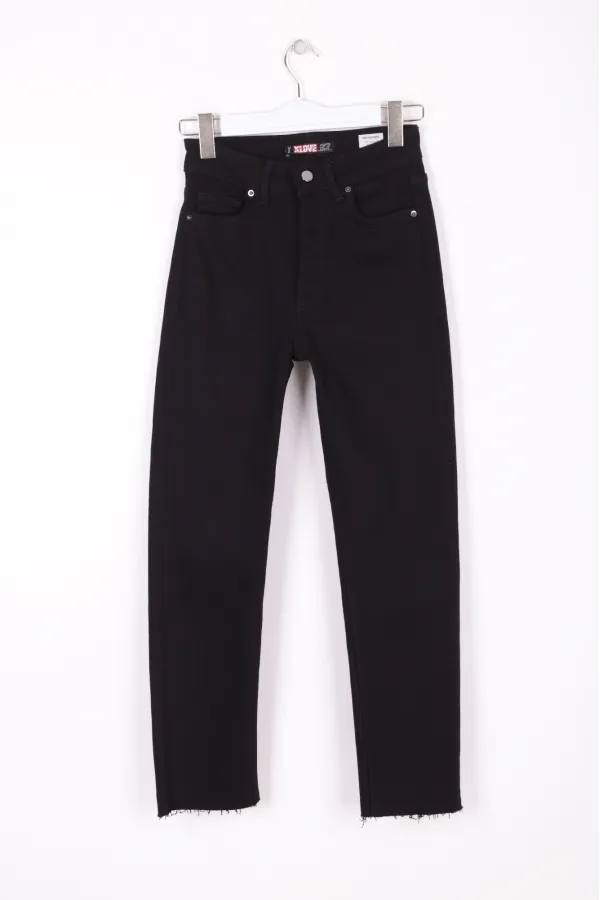 Fringe Ending High Waisted Mom Fit Jean  764-07-(26-28) Black