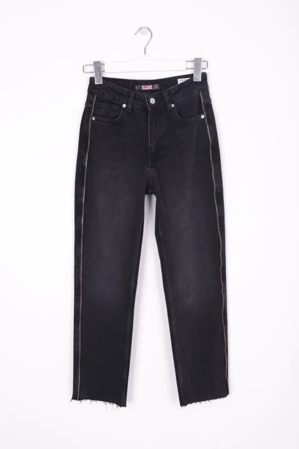 Şerit Fermuarlı Kot Pantolon 7004-03-(26-31)