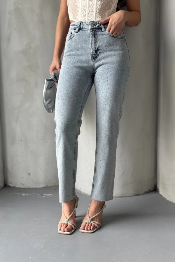 Serpme Yıldızlı Kot Pantolon 7040-08-(26-31) Serpme Yıldızlı Kot Pantolon 7040-08-(26-31)