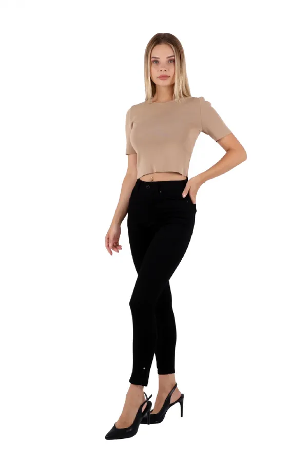 Skinny Jean with Bottom Side Zipper 1745-07-(28-33) Black