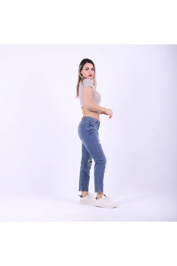 Boyfriend Yırtıklı Yamalı Kot Pantolon  899-06-(27-32)