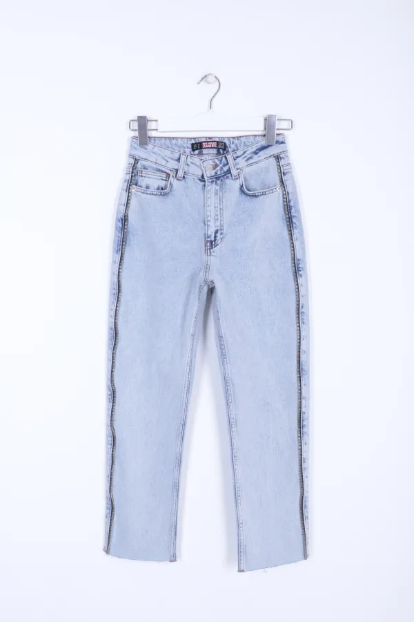Şerit Fermuarlı Kot Pantolon 7004-08-(26-31)