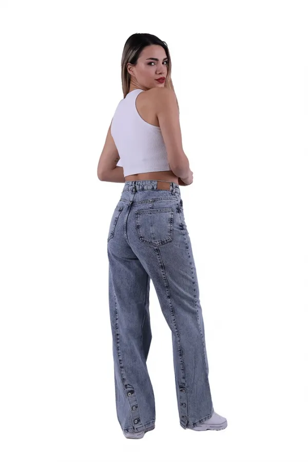 Arkası Düğme Detaylı Relax Kot Pantolon  1733-08-(27-32)
