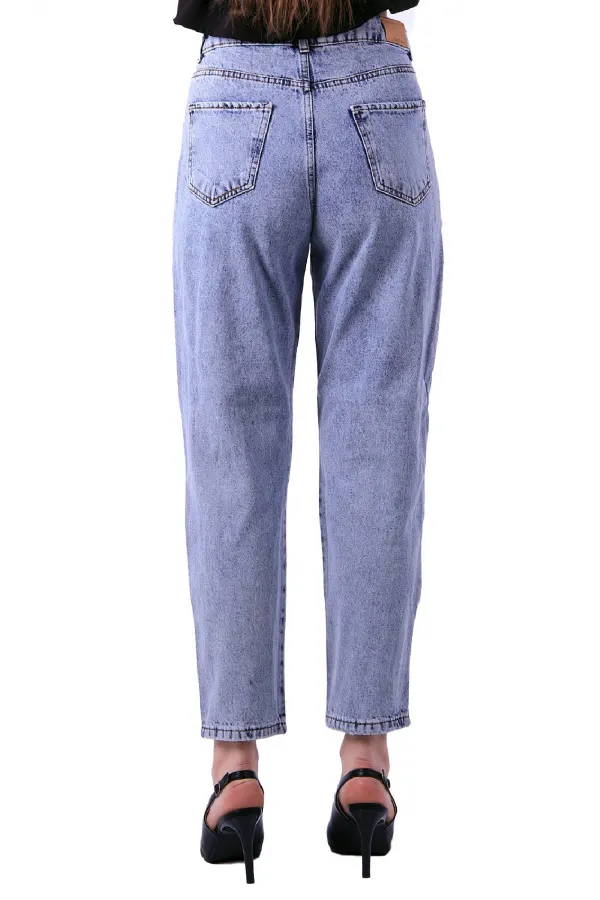 Yanı Fermuarlı Mom Kot Pantolon 717-08-(27-32) Yanı Fermuarlı Mom Kot Pantolon 717-08-(27-32)