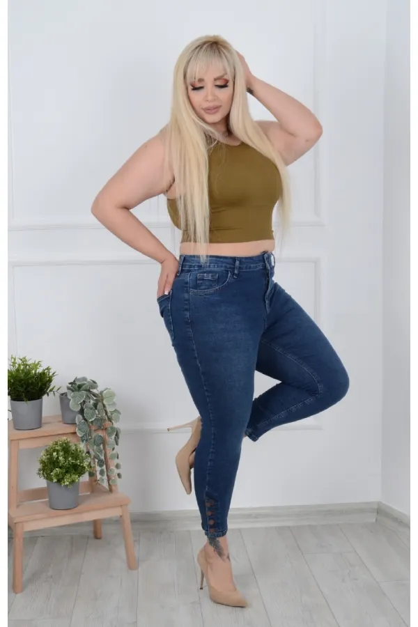 Paçası Dört Düğmeli Kot Pantolon 786-01-(30-36) Paçası Dört Düğmeli Kot Pantolon 786-01-(30-36)