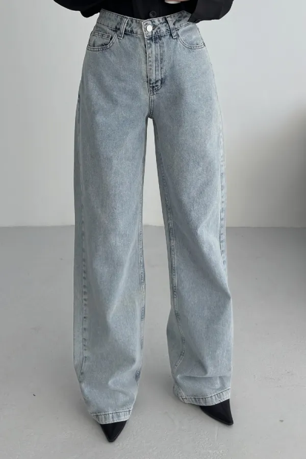 Wide Leg High Waisted Relaxed Jean 718-14-(28-33) Light Blue and Tinted