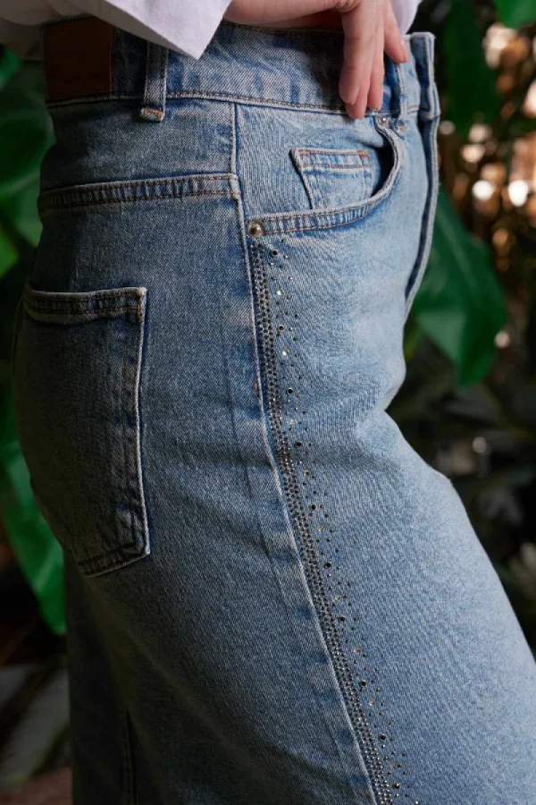 Taşlı Kot Etek  1073-15-(XS-XL-6-2)