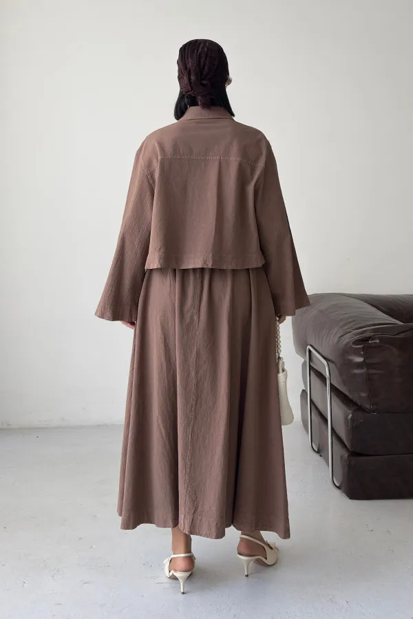 Elasticated Long Skirt HS121-72-(S-L-3) Soil