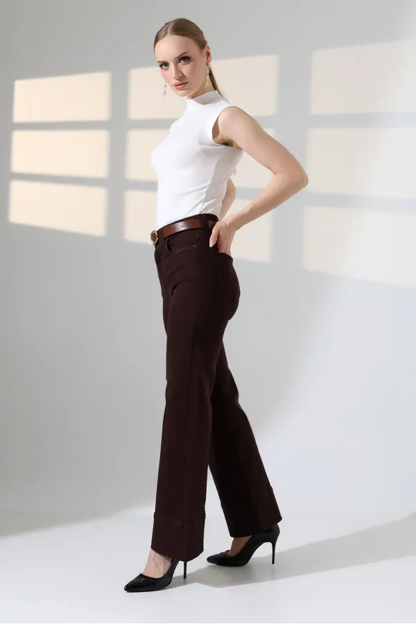 Paça Detaylı Palazzo Kot Pantolon  7164-78-(27-32)