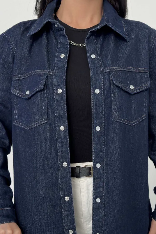 Çıtçıtlı Kot Gömlek 6013-17-(S-XL-6)