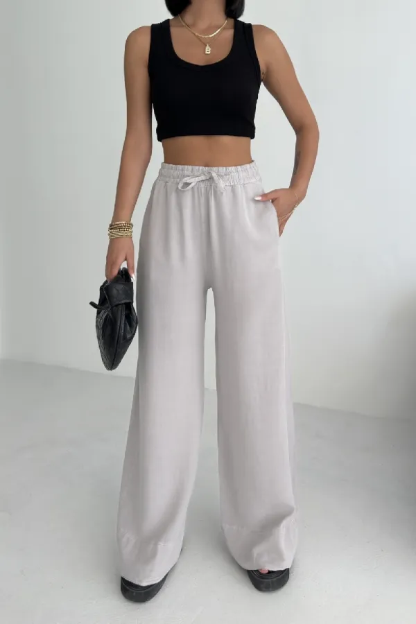 Elastic Waist Linen Pants HS700-94-(S-XL) Light Grey Elastic Waist Linen Pants HS700-94-(S-XL) Light Grey