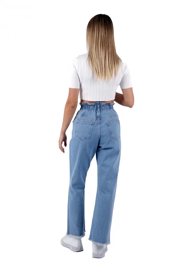 Beli Lastikli Bol Paça Relax Kot Pantolon  789-15-(26-31)