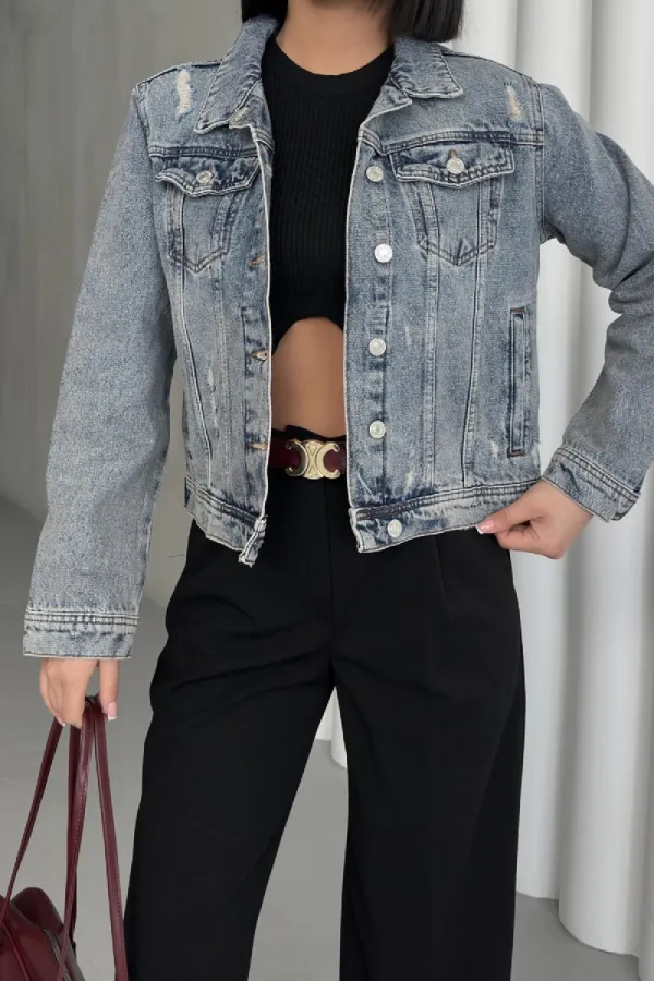 Kısa Kot Ceket 641-42-(S-XL-6) Kısa Kot Ceket 641-42-(S-XL-6)