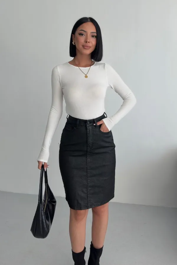 Mid Length Denim Short 1074-07-(36-42-6) Black