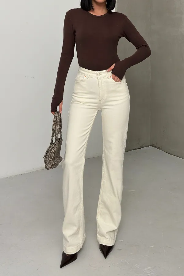 Stitched Hems Wide Leg Relaxed Jean 7026-80-(30-36) Natural Stitched Hems Wide Leg Relaxed Jean 7026-80-(30-36) Natural
