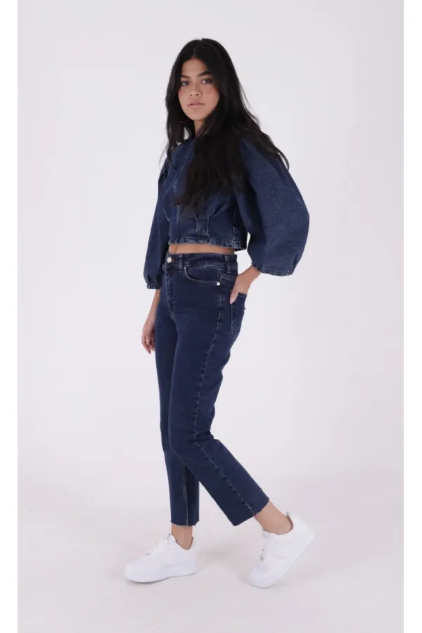 Dikişsiz Paça Mom Fit Kot Pantolon  764-26-(26-28)