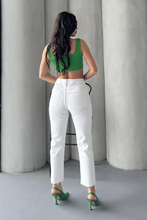 Taşlı Mom Fit Kot Pantolon 7023-50-(26-31)
