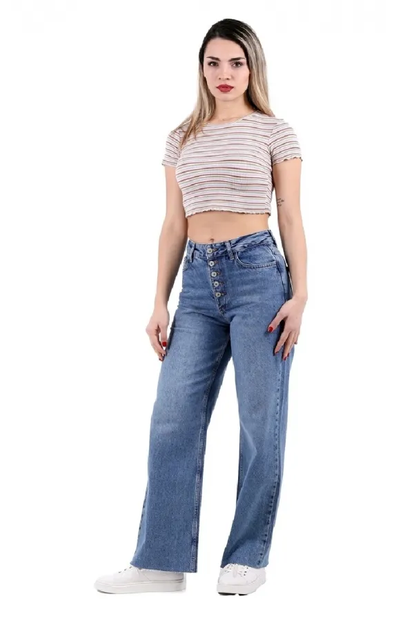 Dikişsiz Paça Beş Düğmali Relax Kot Pantolon 917-06-(27-32) Dikişsiz Paça Beş Düğmali Relax Kot Pantolon 917-06-(27-32)