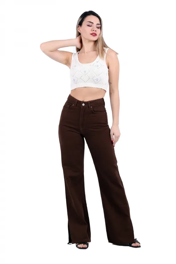 Paçası Yırtmaçlı Mom Fit Kot Pantolon  1732-78-(26-31)