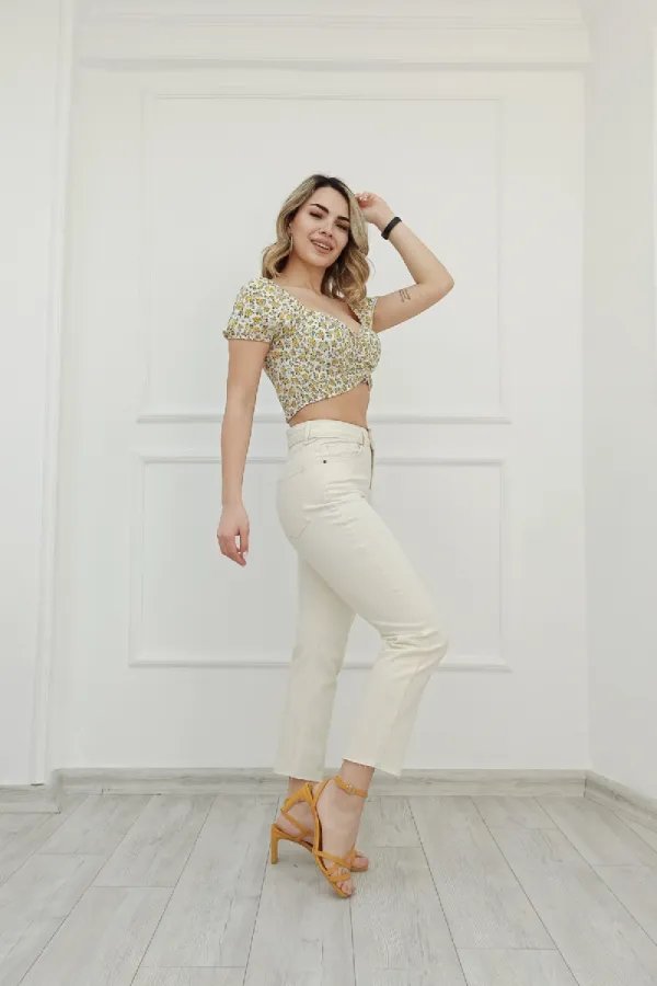 Dikişsiz Paça Mom Fit Kot Pantolon  764-65-(28-33)