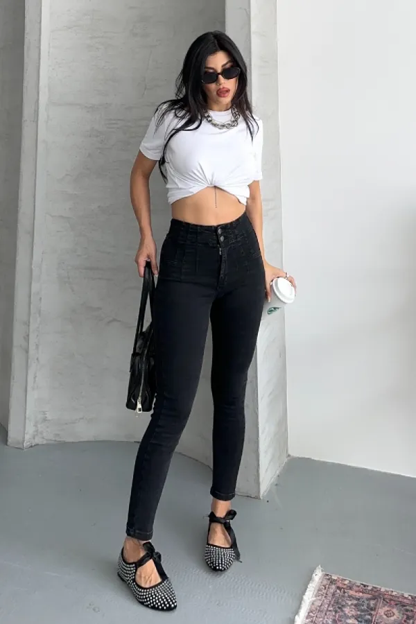 Skinny Jean with Dart Detail 7053-23-(27-32) Regular Anthracite