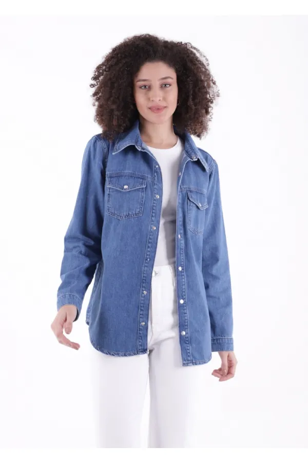 Chemise en jean à boutons-pression 6013-27-(S-XL-6) Chemise en jean à boutons-pression 6013-27-(S-XL-6)