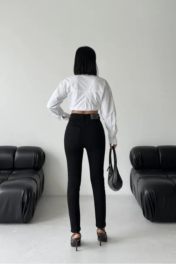 High Waisted Ankle Length Skinny Jean  815-07-(44-5) Black