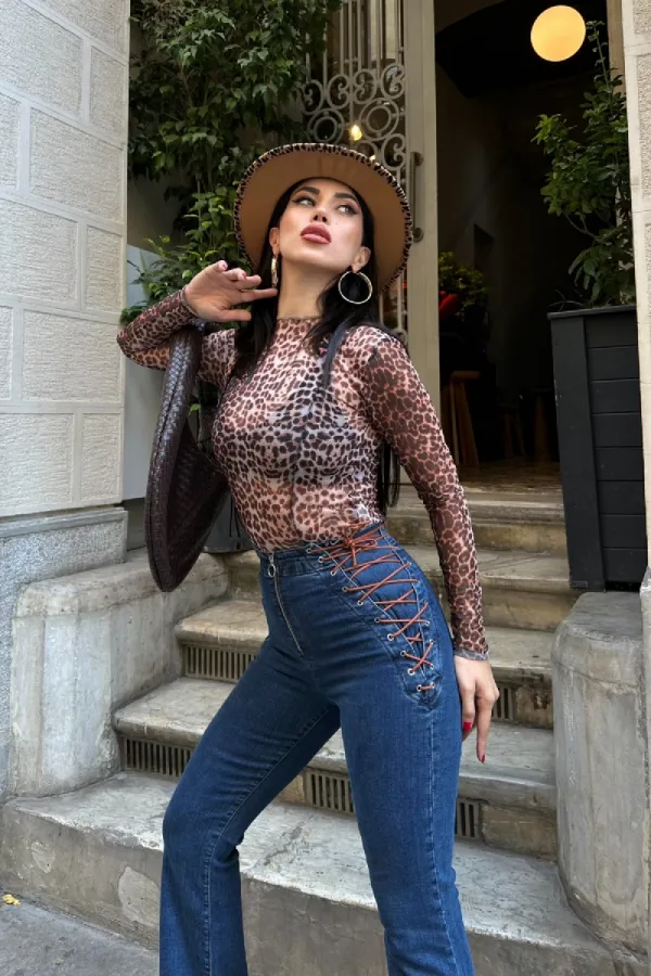 Side Tie Detailed Jeans 7095-26-(26-31) Regular Dark Blue